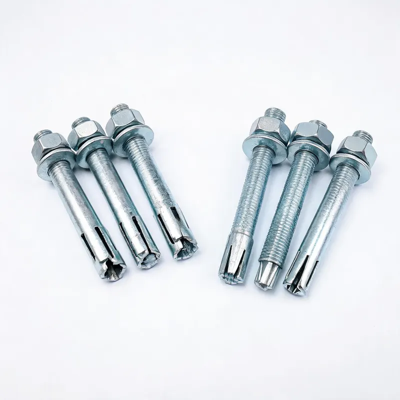 Steel sleeve and wedge anchor bolts for concrete