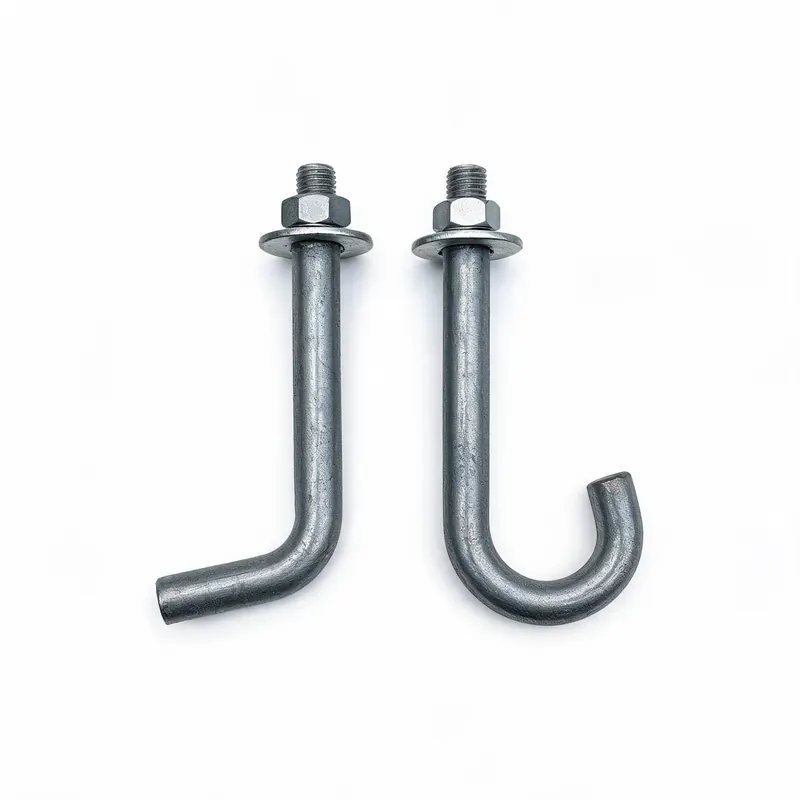 Heavy duty foundation anchor bolts with J-bend and nuts